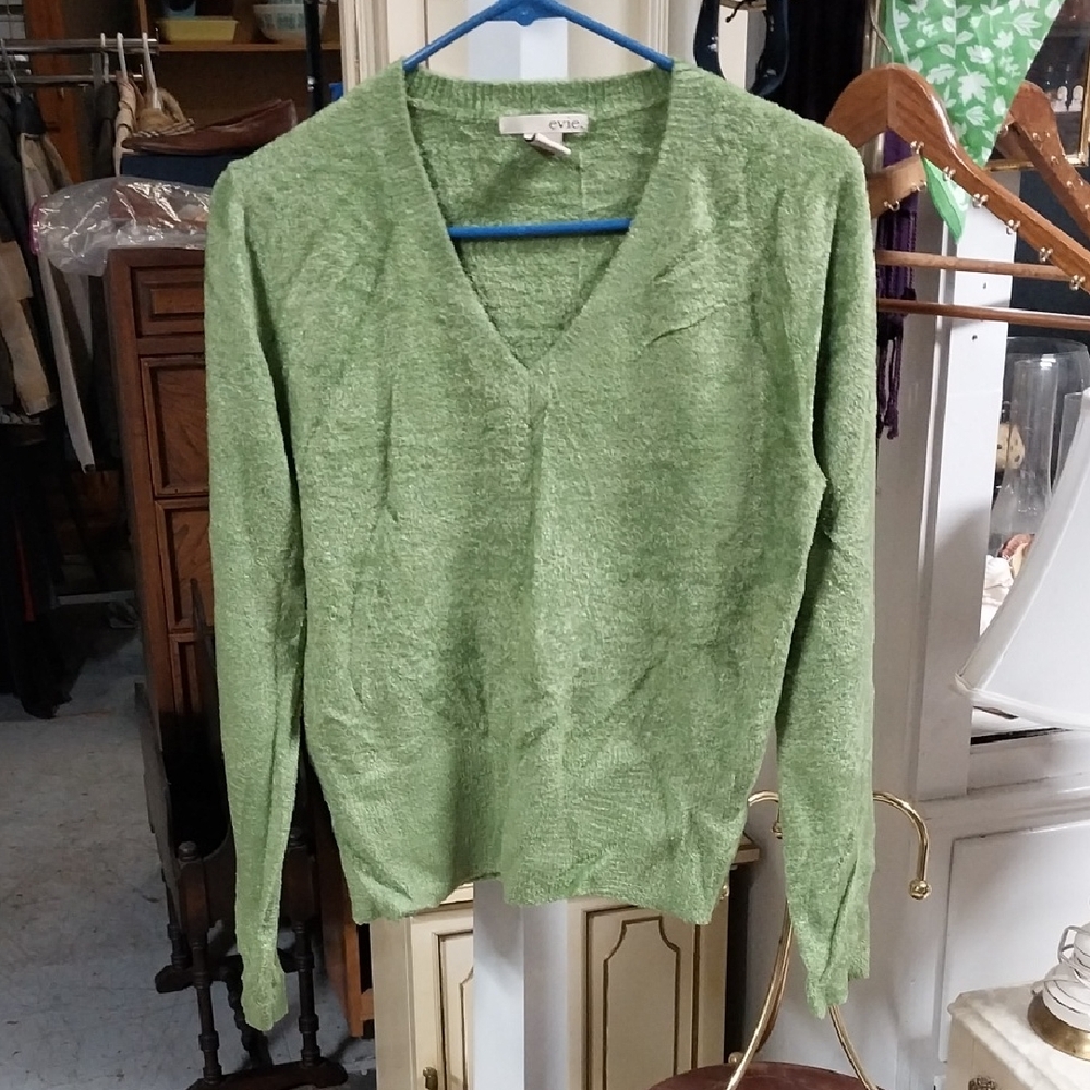 EVIE Light Green V-Neck Sweater